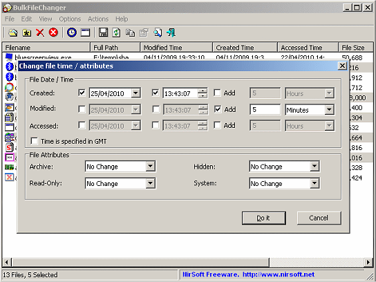 Nirsoft Bulk File Changer